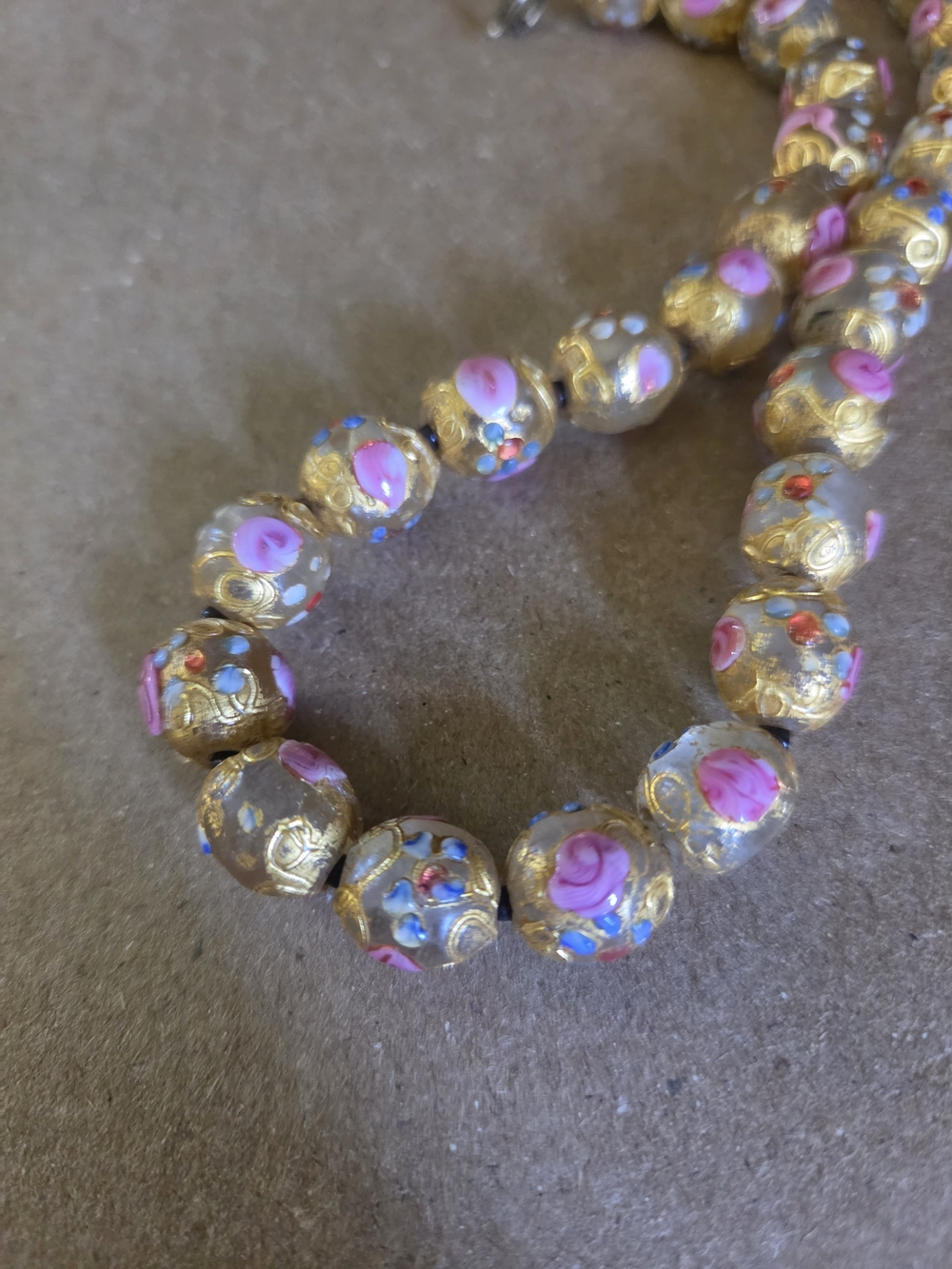 Vintage Murano Brushed Gold Wedding Cake Bead Choker - Picture 4 of 5